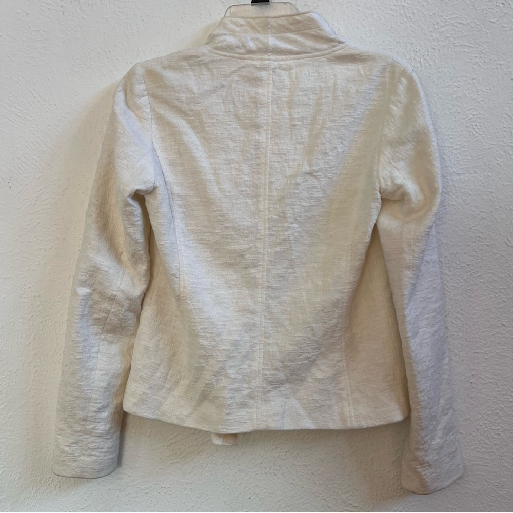 Vince ivory textured fabric asymmetrical zip jacket - Picture 4 of 9